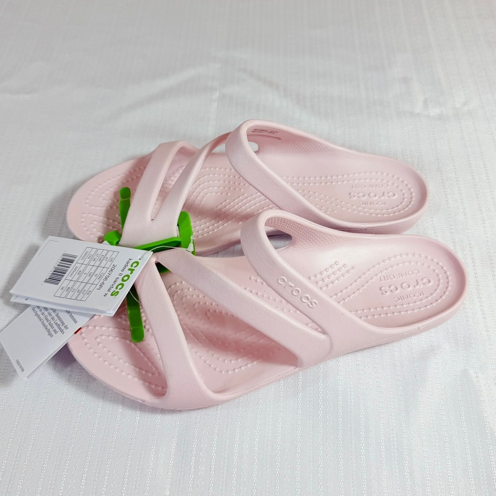 Crocs Women Kadee II Sandal W Size 7 Pink Z-Strap Slides Travel Athleisure